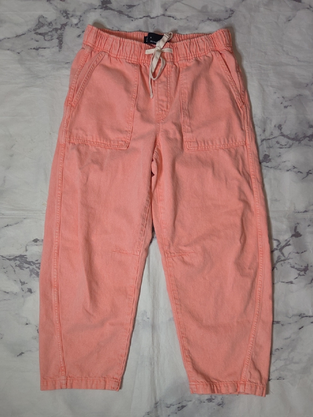 Gap Denim Pull-On Barrel Pants Vibrant Washed Orange/Coral